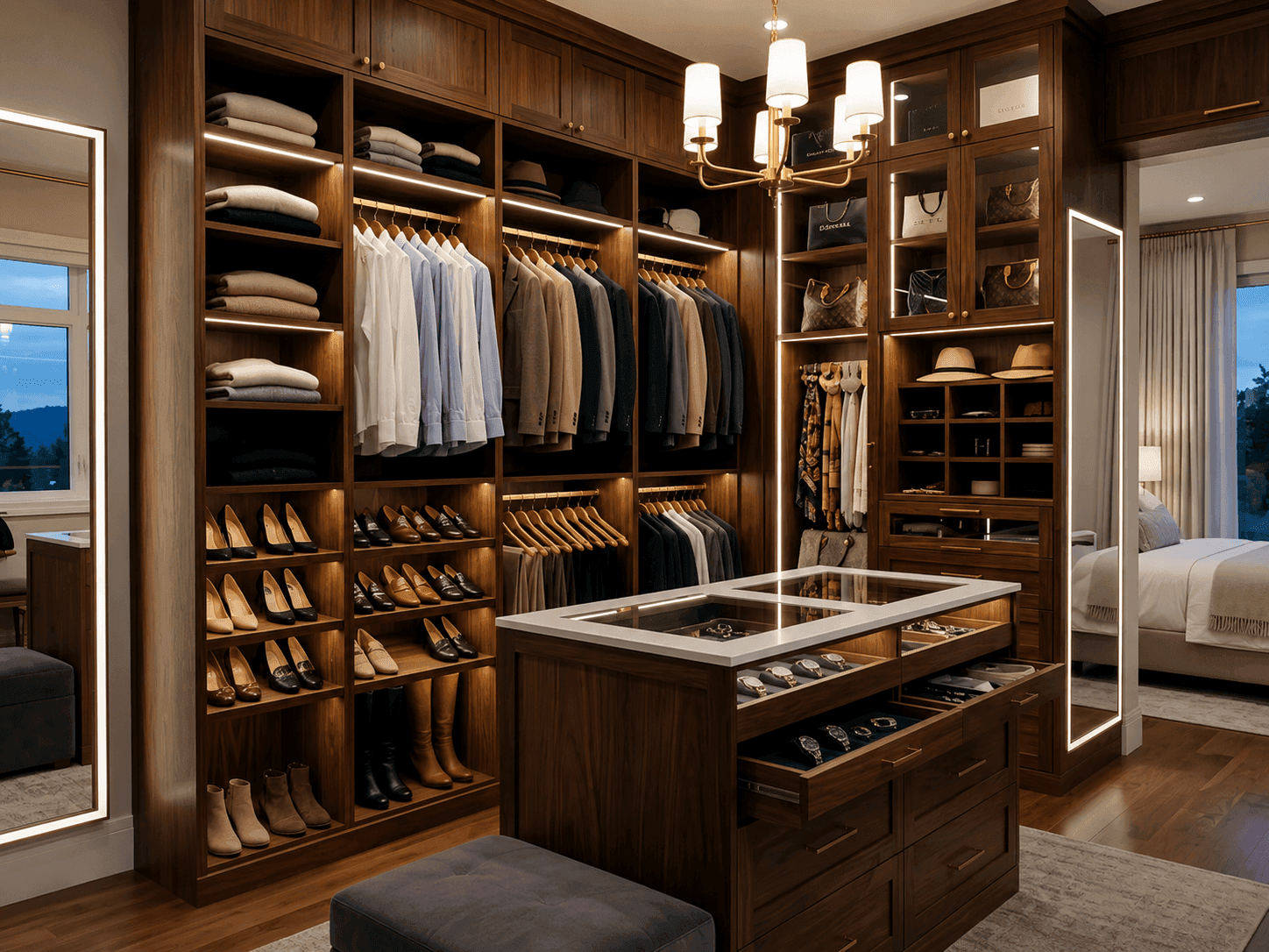 Precision-fitted custom walk-in closet by Cumming Closets
