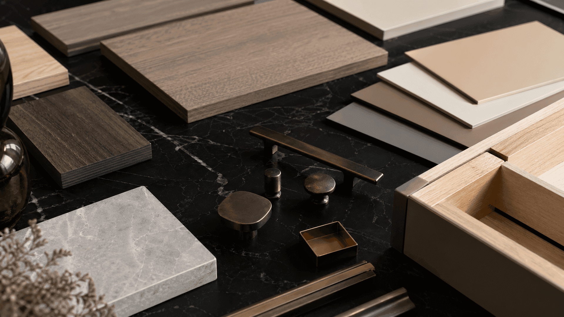 Samples of wood finishes for closets