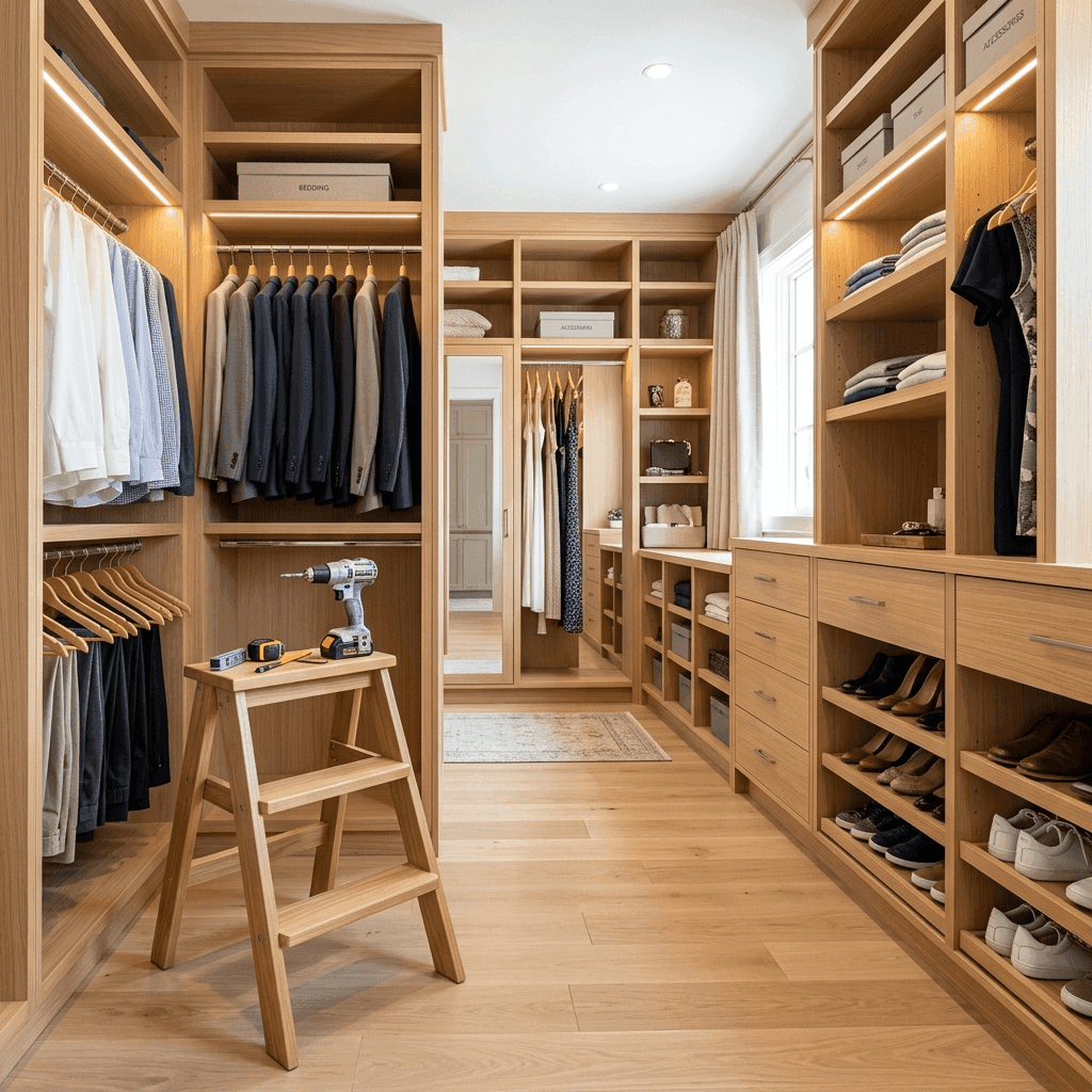 Beautifully organized custom closet space freshly installed