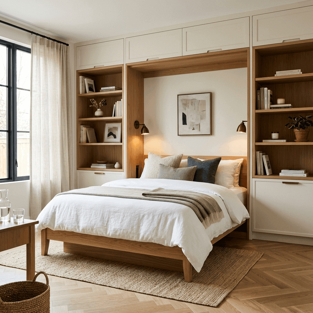 Custom Murphy bed fold-away installation by Cumming Closets